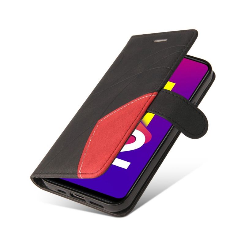 Capa De Couro Para Samsung Galaxy M32 Dois Tons