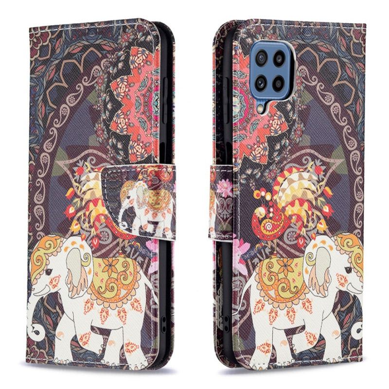 Capa De Couro Para Samsung Galaxy M32 Elefante Indiano