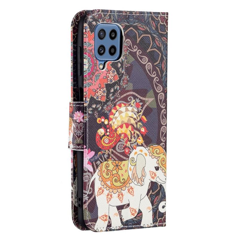 Capa De Couro Para Samsung Galaxy M32 Elefante Indiano