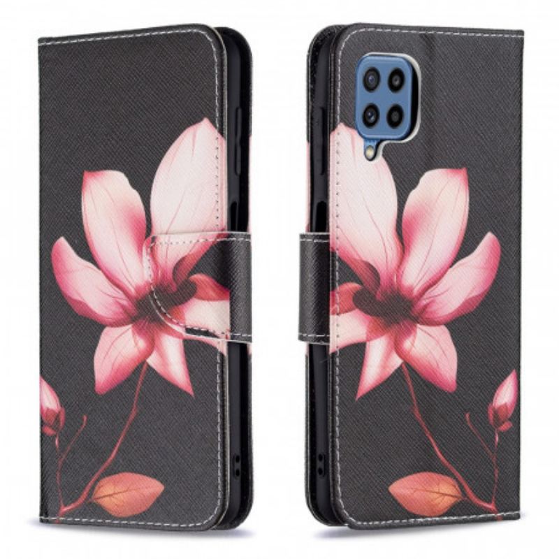 Capa De Couro Para Samsung Galaxy M32 Flor Rosa