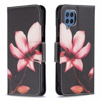 Capa De Couro Para Samsung Galaxy M32 Flor Rosa