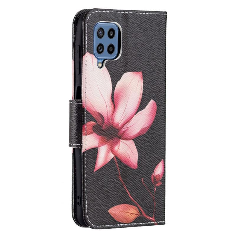 Capa De Couro Para Samsung Galaxy M32 Flor Rosa