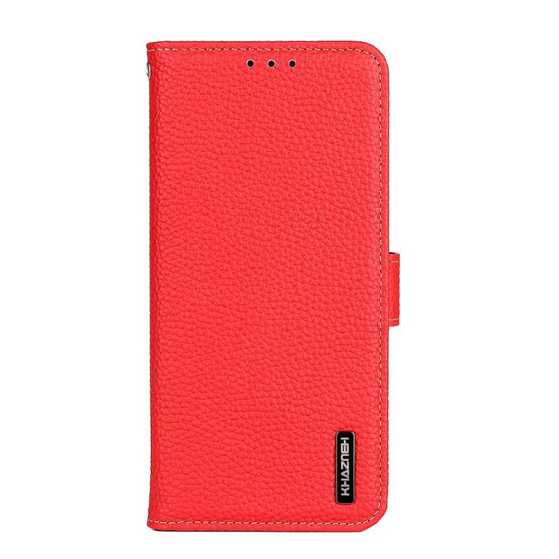 Capa De Couro Para Samsung Galaxy M32 Couro Litchi Genuíno Khazneh Rfid