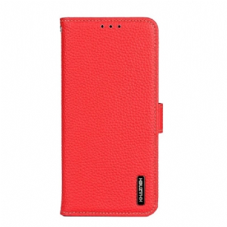 Capa De Couro Para Samsung Galaxy M32 Couro Litchi Genuíno Khazneh Rfid