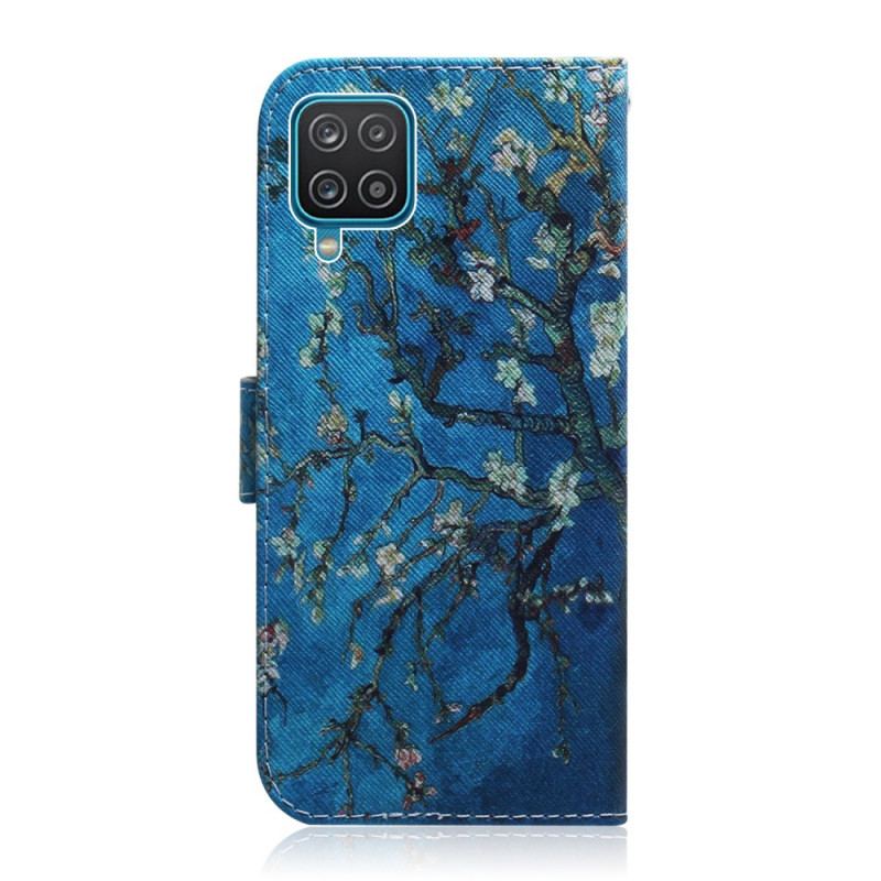 Capa De Couro Para Samsung Galaxy M32 Ramo De Árvore Florido