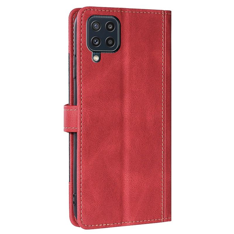 Capa Em Pele Para Samsung Galaxy M32 Couro Sintético Bicolor Estiloso