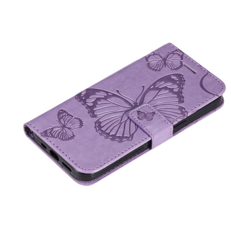 Capa Flip Para Samsung Galaxy M32 De Cordão Borboletas Gigantes