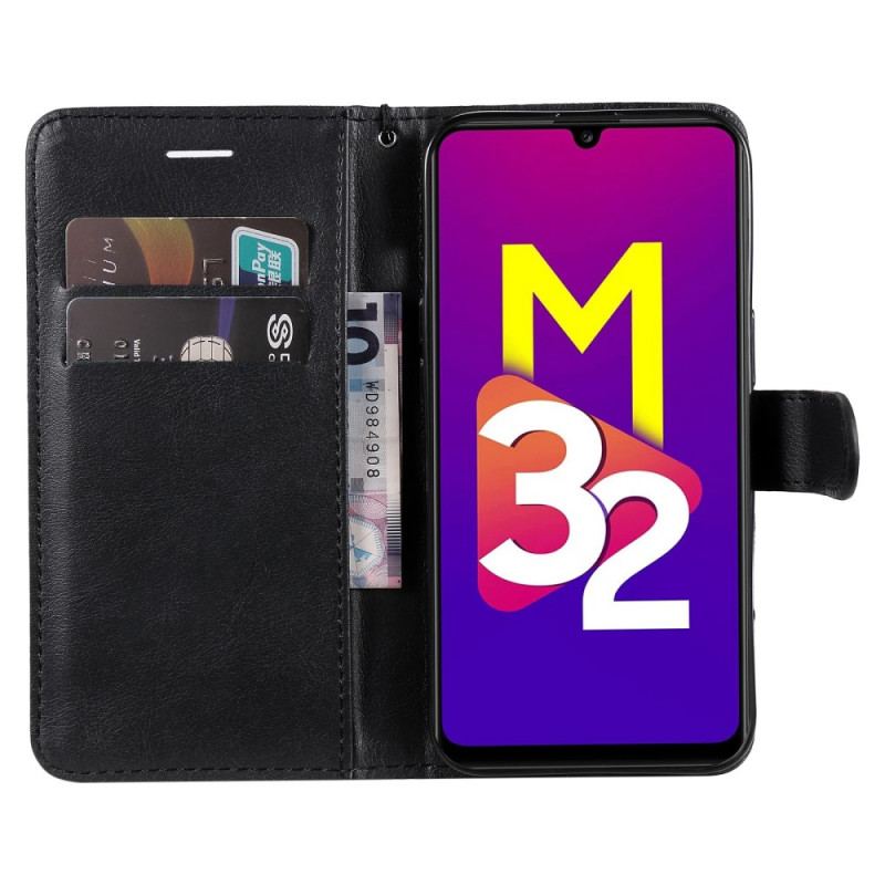 Capa Flip Para Samsung Galaxy M32 De Cordão Strappy Série De Cores Sólidas