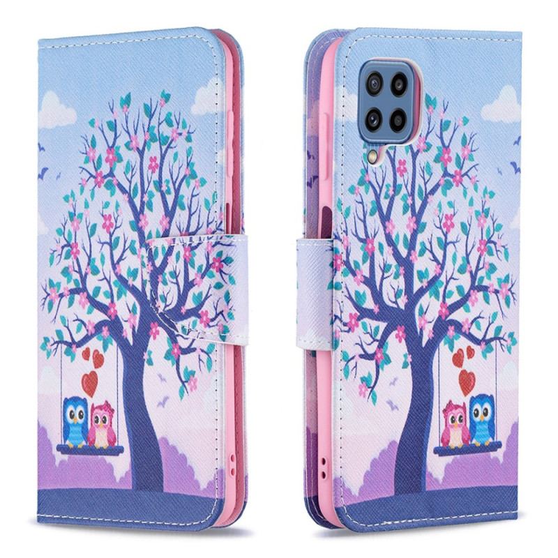 Capa Flip Para Samsung Galaxy M32 Corujas No Balanço