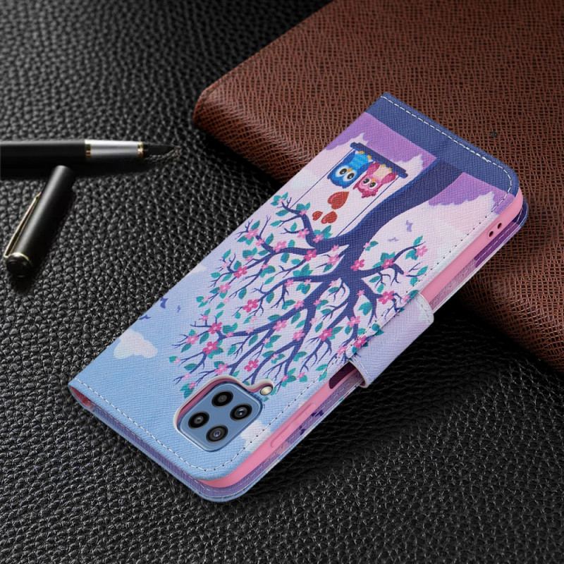 Capa Flip Para Samsung Galaxy M32 Corujas No Balanço