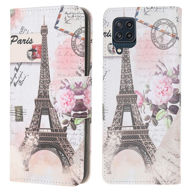 Capa Flip Para Samsung Galaxy M32 Torre Eiffel Retrô