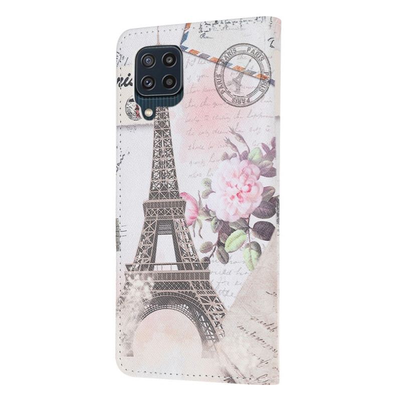 Capa Flip Para Samsung Galaxy M32 Torre Eiffel Retrô