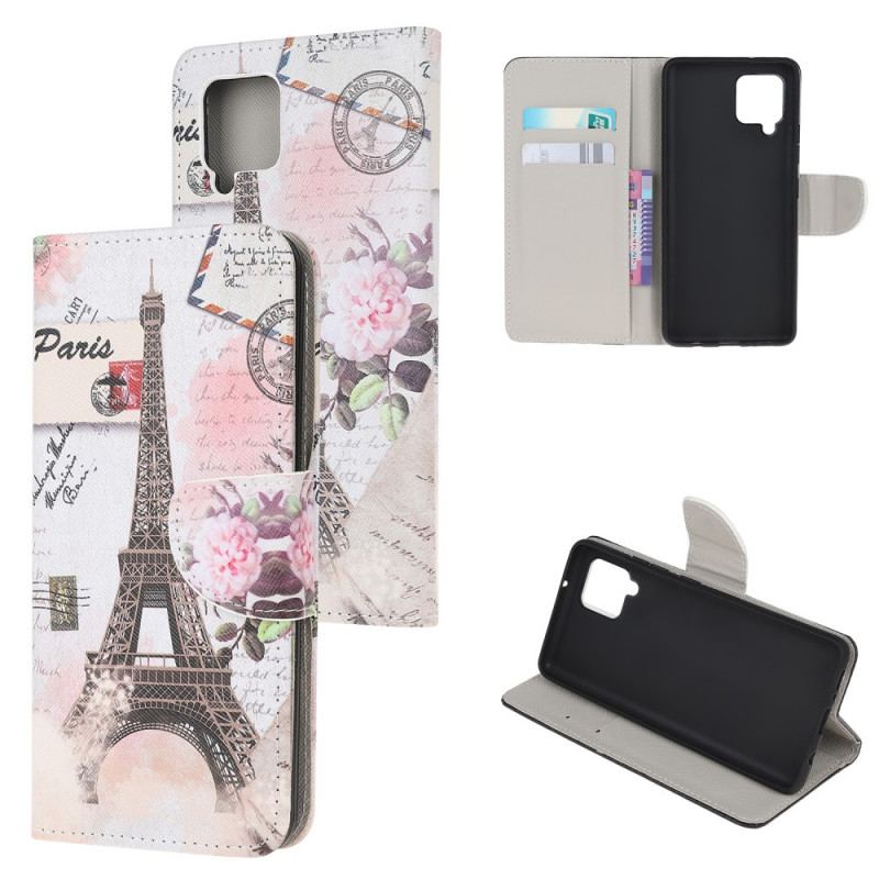 Capa Flip Para Samsung Galaxy M32 Torre Eiffel Retrô