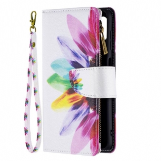 Capa Folio Para Samsung Galaxy M32 Bolso Com Zíper Flor