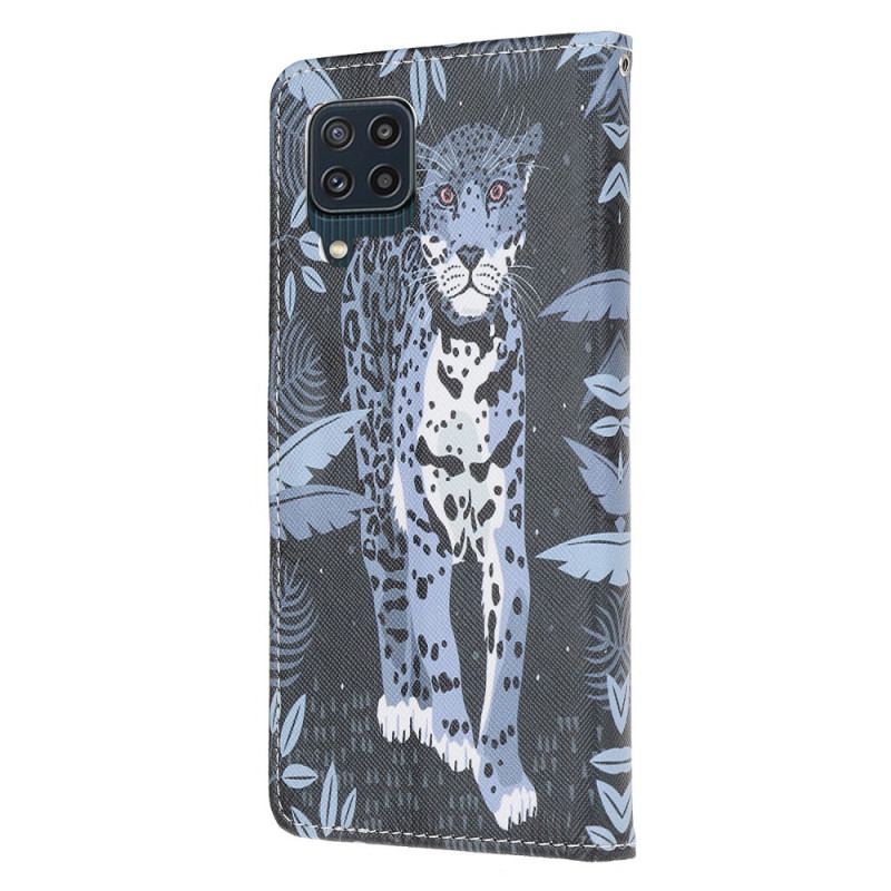 Capa Folio Para Samsung Galaxy M32 De Cordão Leopardo Strappy