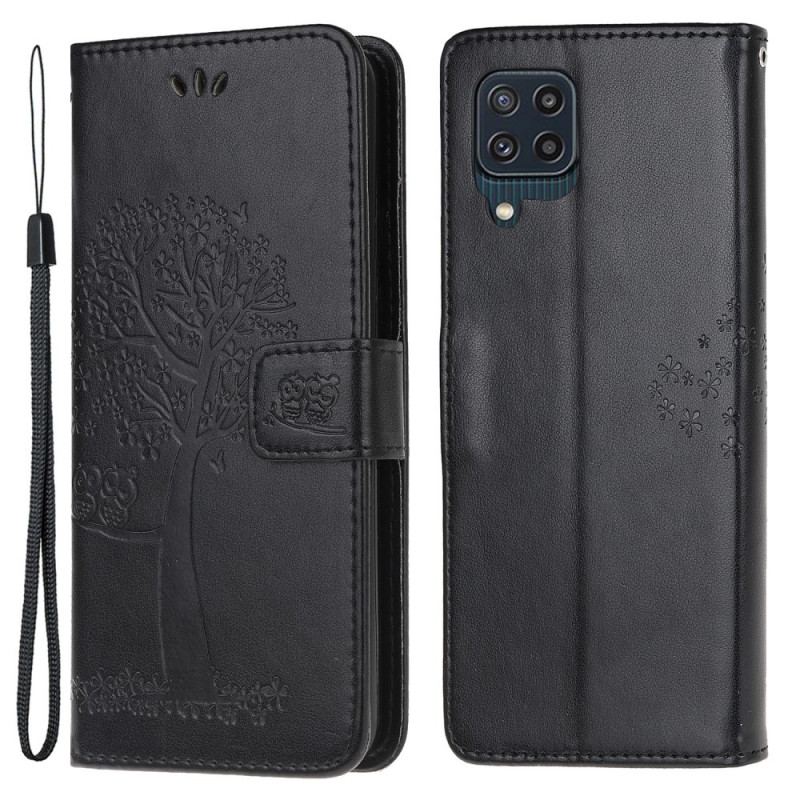 Capa Folio Para Samsung Galaxy M32 De Cordão Tanga E Corujas