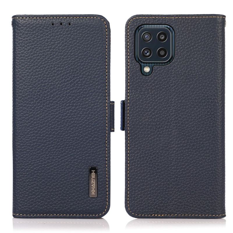 Capa Folio Para Samsung Galaxy M32 Couro De Lichia Khazneh Rfid