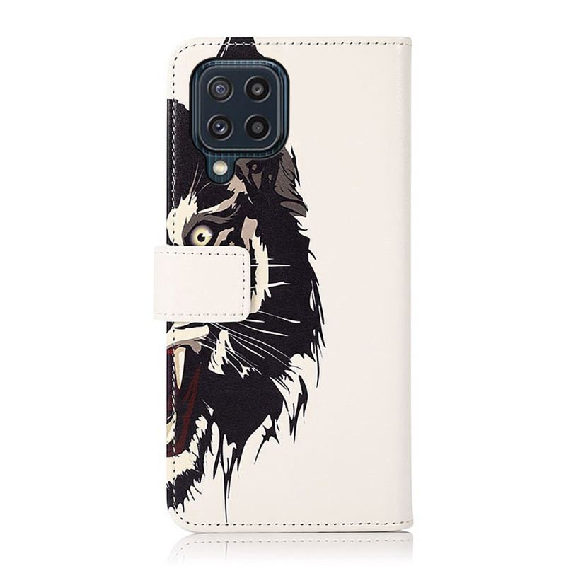 Capa Folio Para Samsung Galaxy M32 Tigre Feroz