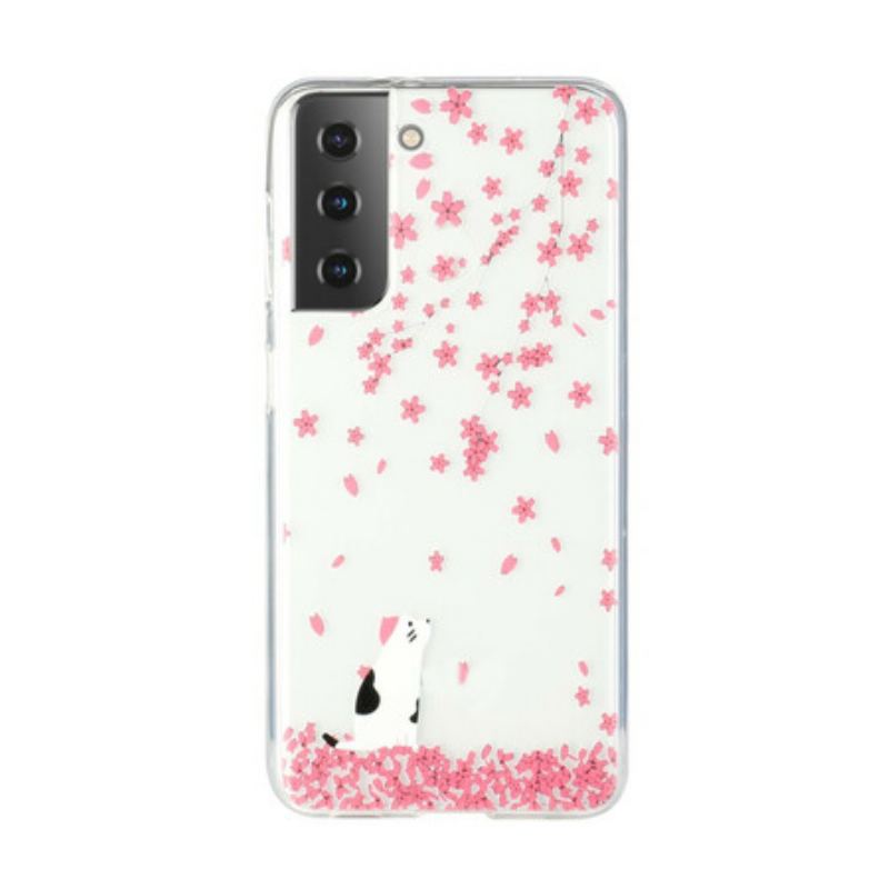 Capa De Celular Para Samsung Galaxy S21 Plus 5G Pétalas E Gato