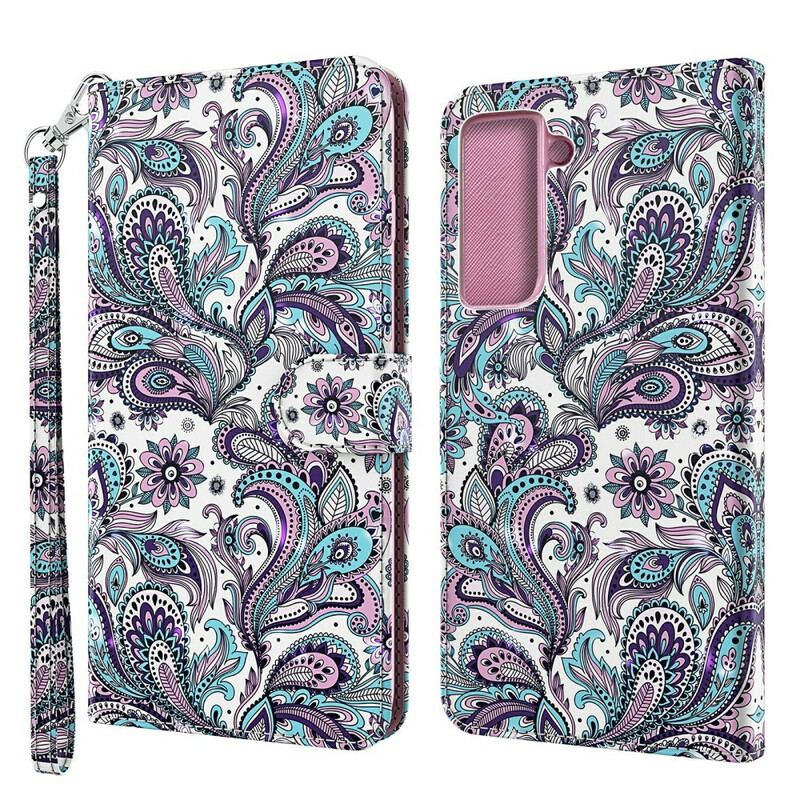 Capa De Couro Para Samsung Galaxy S21 Plus 5G Renda Chique