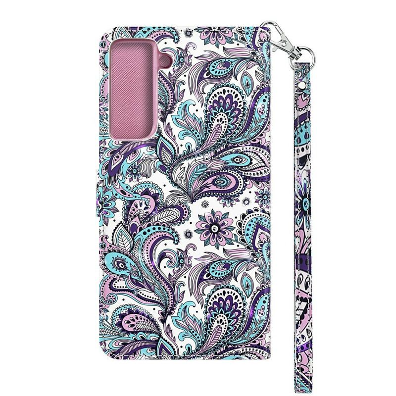 Capa De Couro Para Samsung Galaxy S21 Plus 5G Renda Chique