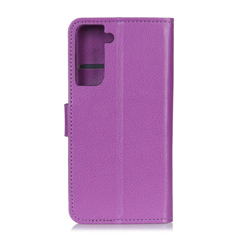 Capa De Couro Para Samsung Galaxy S21 Plus 5G Textura Lichia