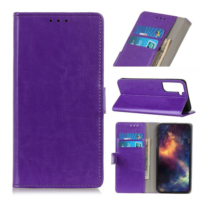 Capa Em Pele Para Samsung Galaxy S21 Plus 5G Efeito Couro Brilhante Elegante