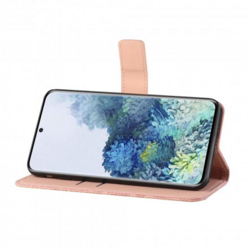 Capa Em Pele Para Samsung Galaxy S21 Plus 5G Padrão De Tapeçaria