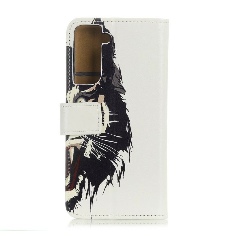 Capa Em Pele Para Samsung Galaxy S21 Plus 5G Tigre Feroz