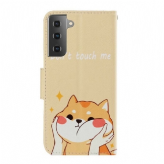 Capa Flip Para Samsung Galaxy S21 Plus 5G De Cordão Gato Não Me Toque Com Alça