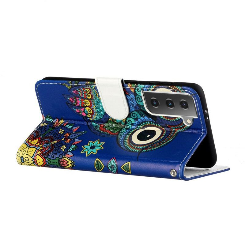 Capa Flip Para Samsung Galaxy S21 Plus 5G Coruja Em Mandala