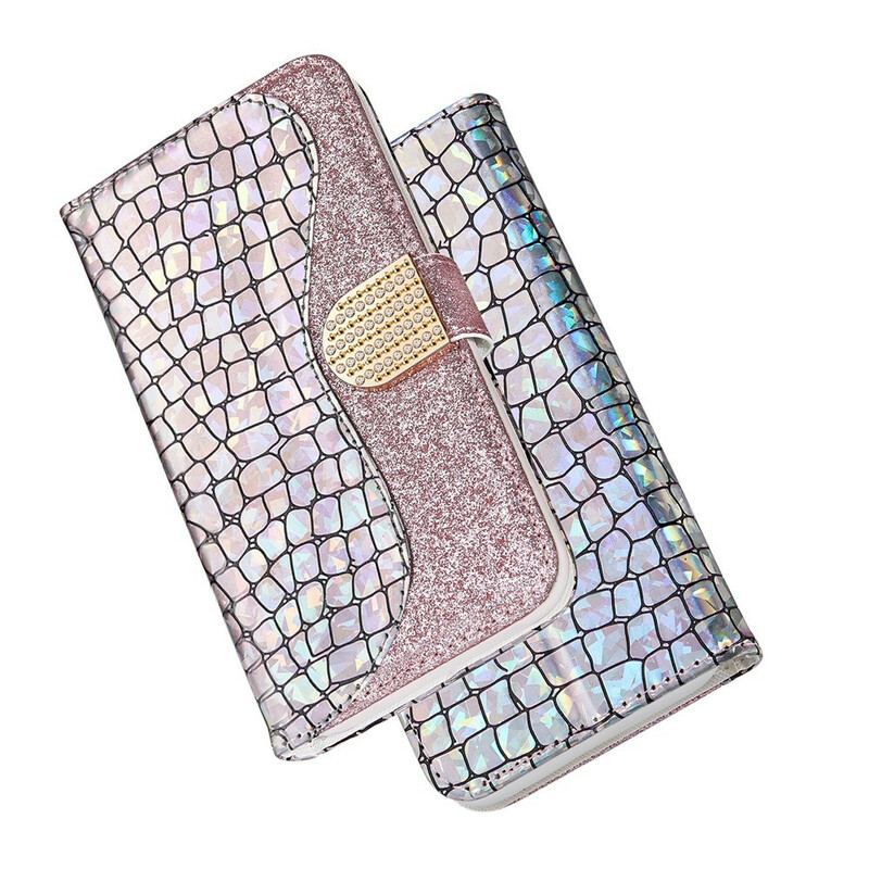 Capa Flip Para Samsung Galaxy S21 Plus 5G Diamantes De Crocodilo