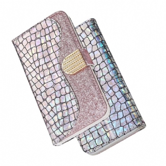 Capa Flip Para Samsung Galaxy S21 Plus 5G Diamantes De Crocodilo