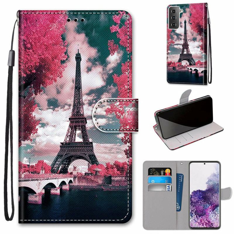 Capa Flip Para Samsung Galaxy S21 Plus 5G Paris Em Flor