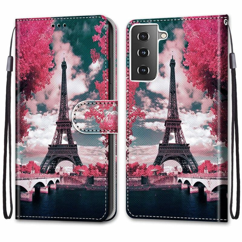 Capa Flip Para Samsung Galaxy S21 Plus 5G Paris Em Flor