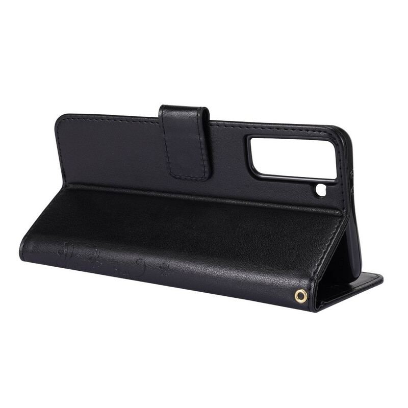 Capa Folio Para Samsung Galaxy S21 Plus 5G Borboletas Ao Vento