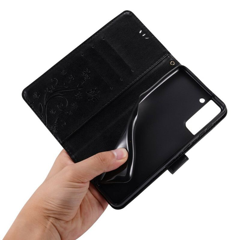 Capa Folio Para Samsung Galaxy S21 Plus 5G Borboletas Ao Vento