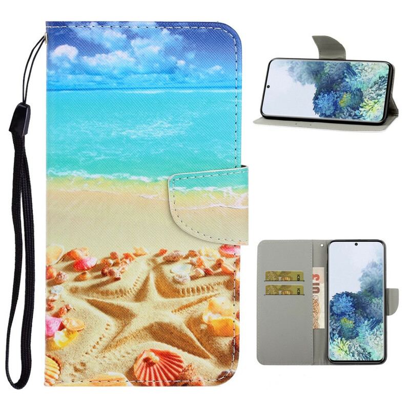 Capa Folio Para Samsung Galaxy S21 Plus 5G De Cordão Praia Da Corda