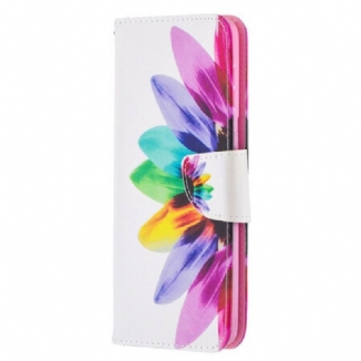 Capa Folio Para Samsung Galaxy S21 Plus 5G Flor Aquarela