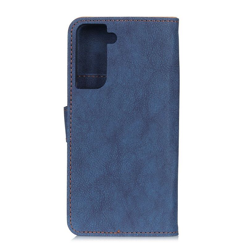 Capa Folio Para Samsung Galaxy S21 Plus 5G Khazneh Retrô Split Couro Sintético