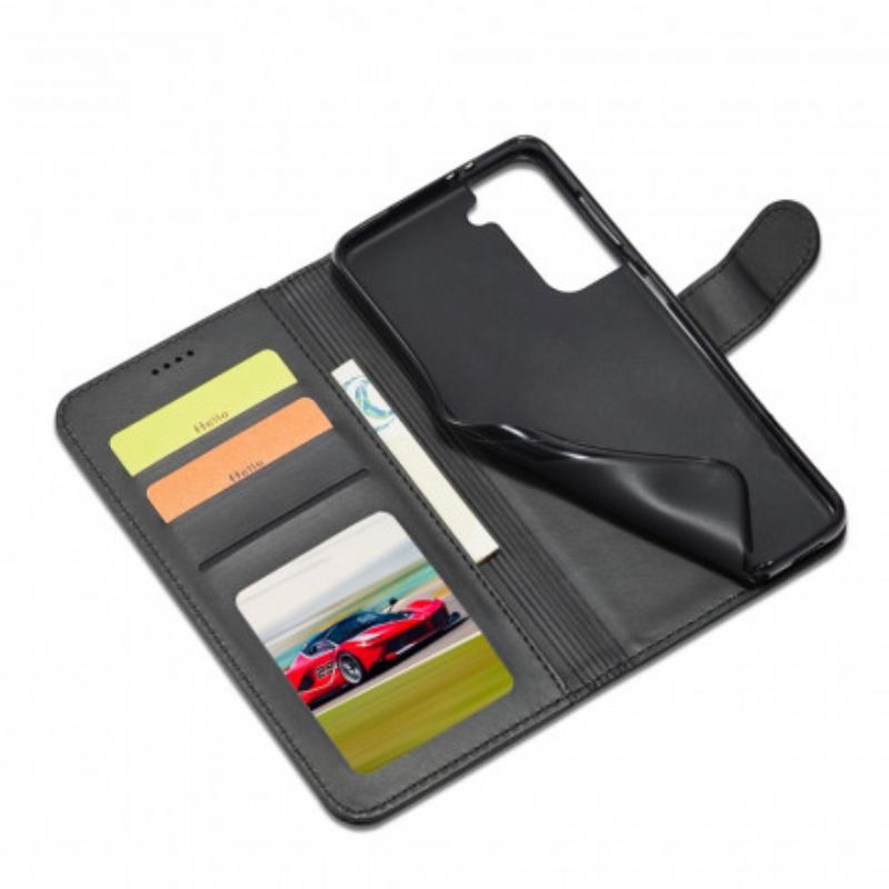 Capa Folio Para Samsung Galaxy S21 Plus 5G Lc.imeeke Efeito Couro