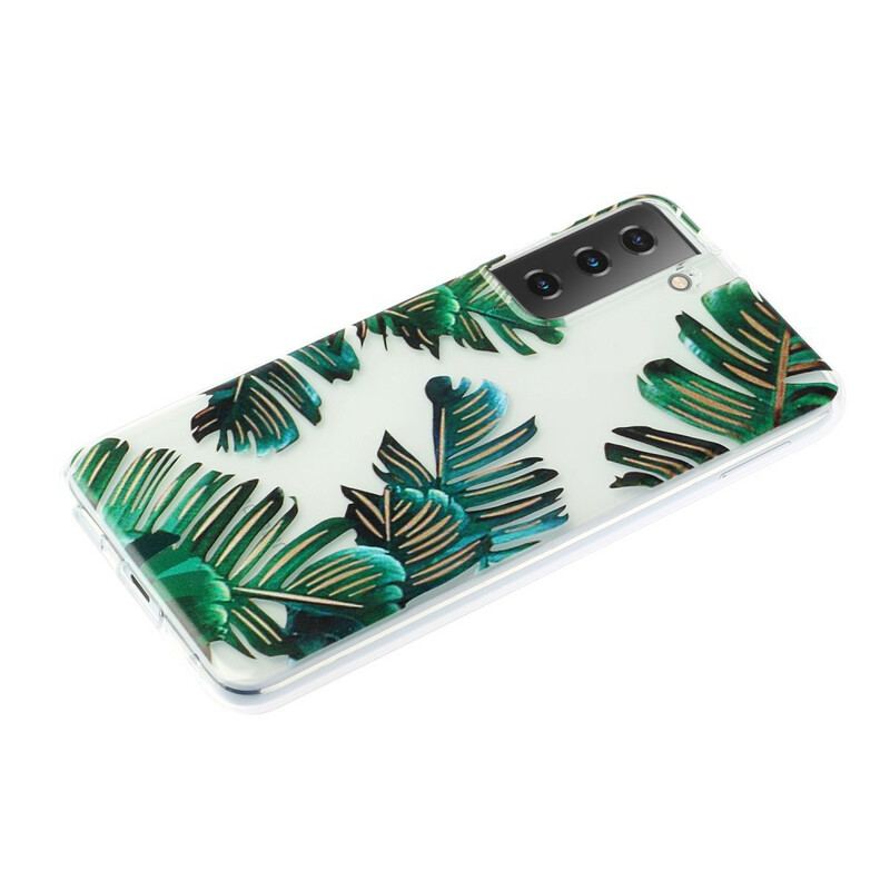 Capa Para Samsung Galaxy S21 Plus 5G Folhas Verdes Sem Costura