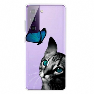 Capa Para Samsung Galaxy S21 Plus 5G Gato E Borboleta