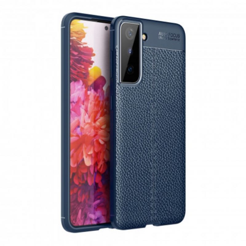 Capa Para Samsung Galaxy S21 Plus 5G Linha Dupla Efeito Couro Litchi