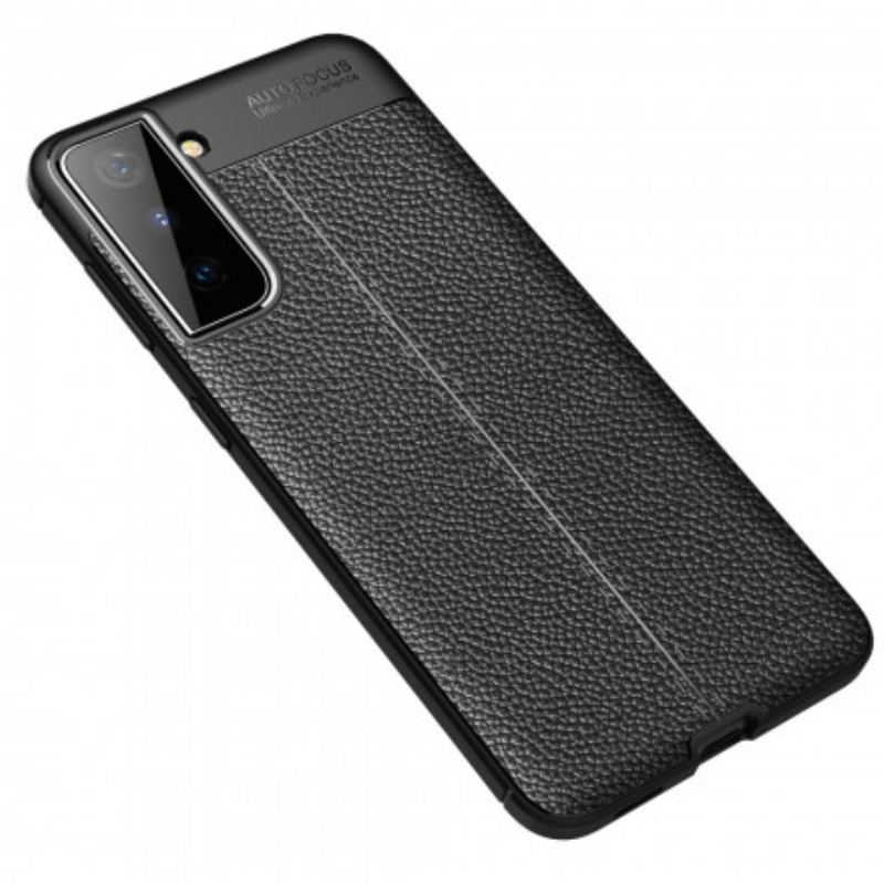 Capa Para Samsung Galaxy S21 Plus 5G Linha Dupla Efeito Couro Litchi