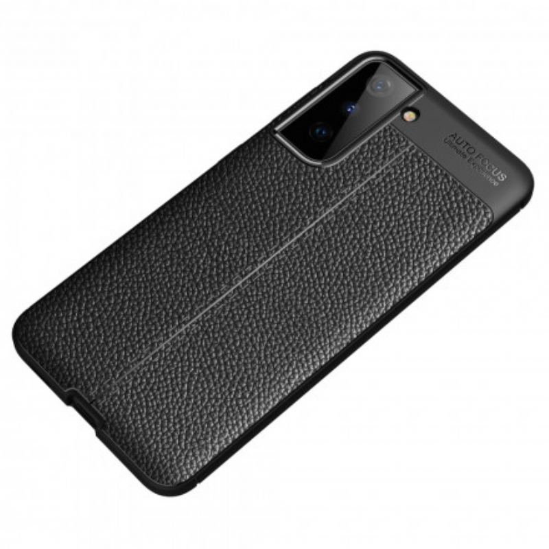 Capa Para Samsung Galaxy S21 Plus 5G Linha Dupla Efeito Couro Litchi