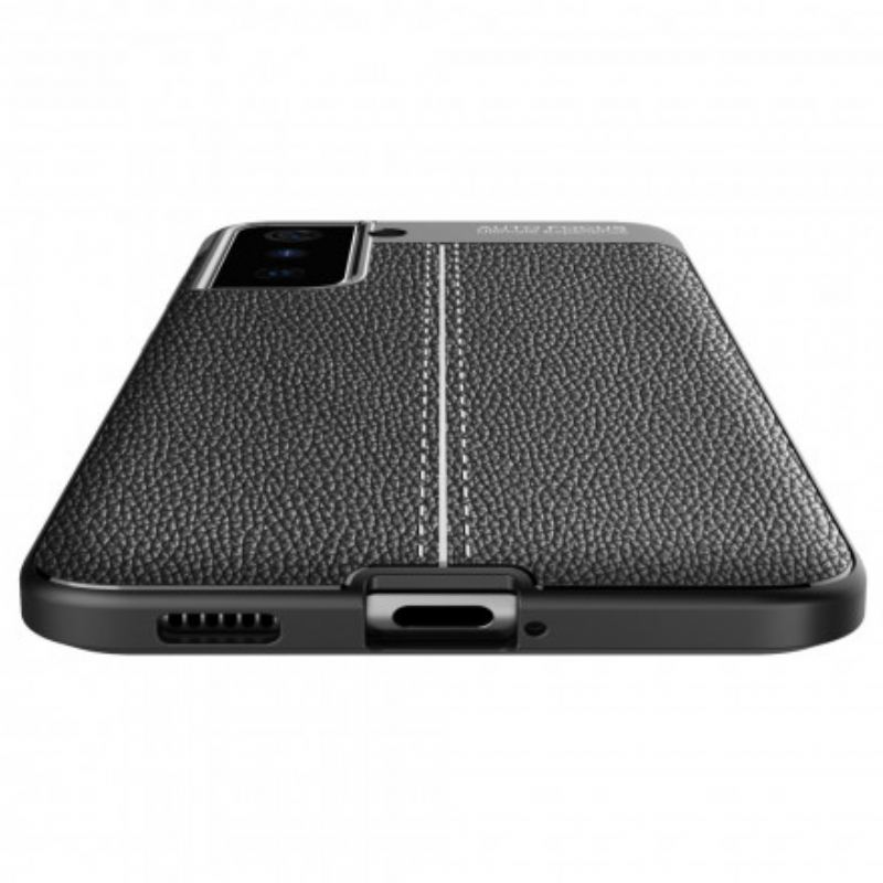 Capa Para Samsung Galaxy S21 Plus 5G Linha Dupla Efeito Couro Litchi