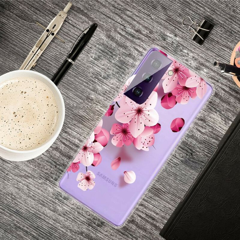 Capa Para Samsung Galaxy S21 Plus 5G Pequenas Flores Cor De Rosa