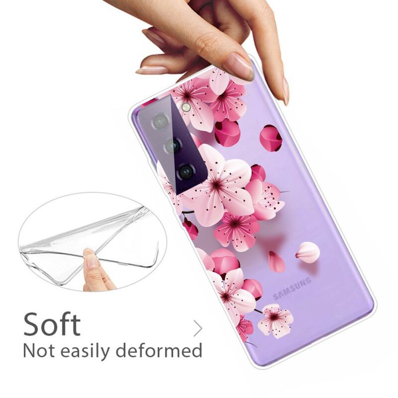 Capa Para Samsung Galaxy S21 Plus 5G Pequenas Flores Cor De Rosa