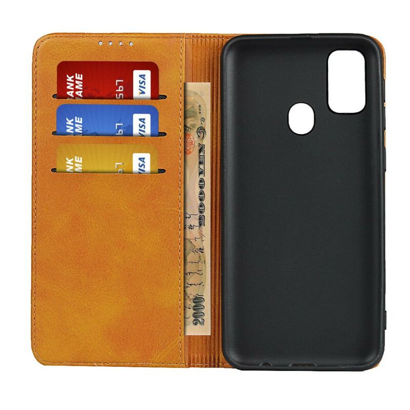 Capa De Celular Para Samsung Galaxy M21 Flip Couro Rachado Elegância